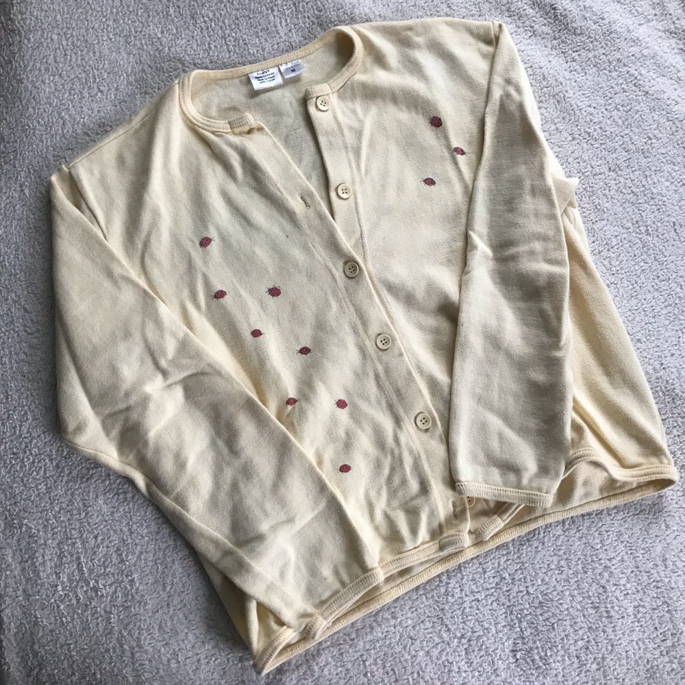 Vintage Yellow Ladybug Cardigan